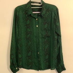 Dark Green Snake Print Vince Camaro Blouse